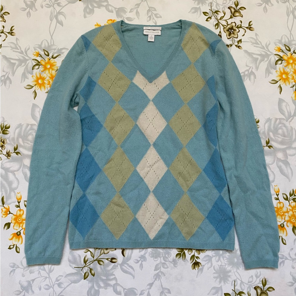 Charter Club Size S Argyle Cashmere Sweater